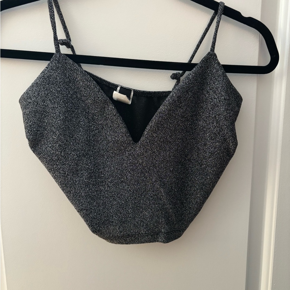 Windsor Black Sparkle Crop Top